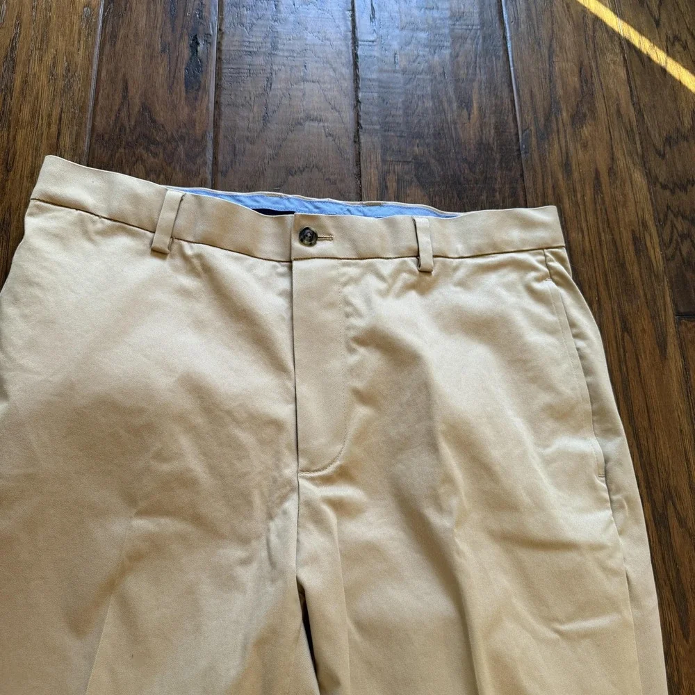 Brooks Brothers Advantage Chino Pants Mens 35x29 Khaki Tan Stretch Clark Fit